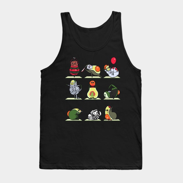 Avocado Yoga Halloween Monsters Tank Top by huebucket